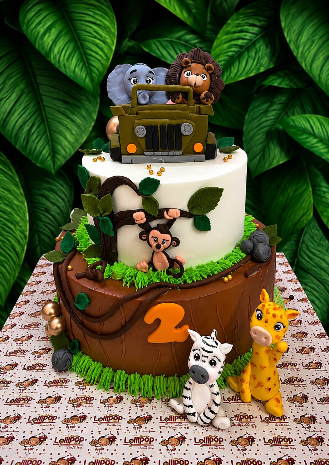 Jungle Safari Adventure 2-Tier Birthday Cake